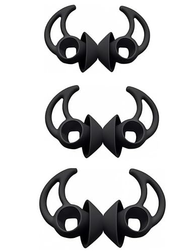 Replacement Ear Tips for Bose Sport Earbuds and Bose Free Earbuds, Silicone Wingtip Covers, Anti-Slip, Black, 3 Pairs