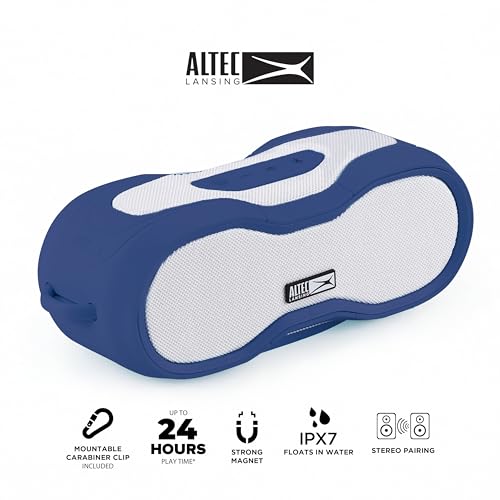 Altec Lansing - Portable Bluetooth Speaker, Waterproof IP67 - color: Periwinkle/White, size: Medium