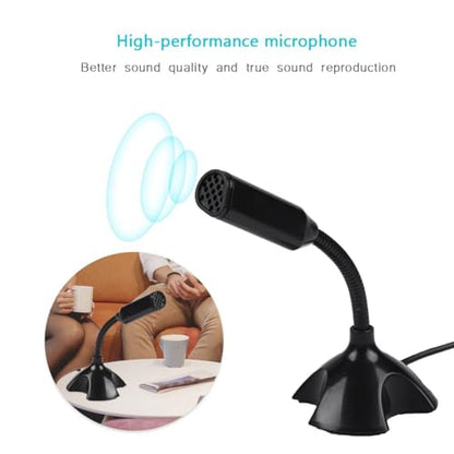 Mini USB 2.0 Condenser Microphone with Adjustable Stand - Flexible Desktop Mic for PC Laptop Recording, Meeting, Remote Work, 2M Range Clear Sound