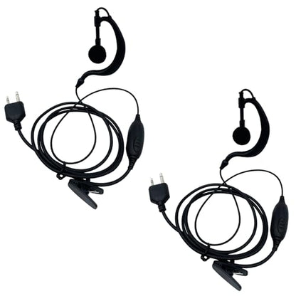 Walkie Talkie Earpiece with Mic 2 Pin G Shape Clip-Ear Radio Earpiece Headset with Mic Compatible with Midland GXT1000VP4 LXT500VP3 GXT1050VP4 GXT1000XB, Pack of 2
