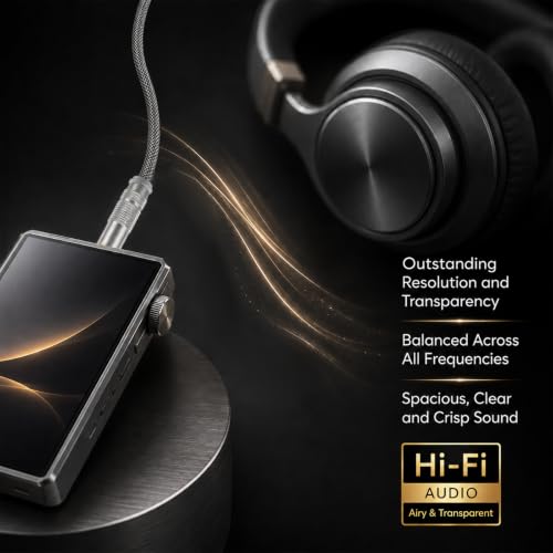 3.5mm Male to 4.4mm Female Headphone Adapter Cable, HiFi Converter for Headphone Amps Female Cord Converter Connector Gold-Plated Copper, 0.5ft