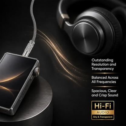 3.5mm Male to 4.4mm Female Headphone Adapter Cable, HiFi Converter for Headphone Amps Female Cord Converter Connector Gold-Plated Copper, 0.5ft