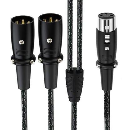 1.64ft XLR 3-Pin Splitter Cable, 1 to 2 MIC Adapter, Female to Dual Male Microphone Audio Cable for MIC Mixer, Recording Studio, Podcast, Speaker, Amplifier, PA DAC Mixing Console - style: Straight Female Male