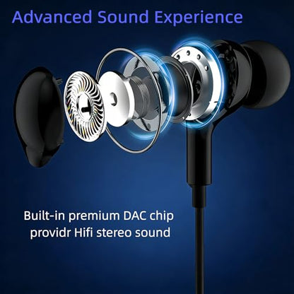 USB C Wired Earbuds Compatible with Apple iPhone 17 16 Plus 15 Pro Max 16e USB C Headphones for Samsung Galaxy S25 FE Edge S24 S23 S22 Ultra Earphones Wired Type C for Pixel 10 9 Oneplus 12