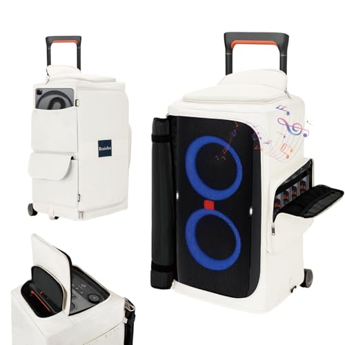 Speaker Case for JBL PartyBox 310/320, Protective Storage Bag, White | Speaker Cover with Bottomless Design, Accessory Pockets, Padded Lining, Dust & Scratch Resistant for Outdoor Travel, Bag Only
