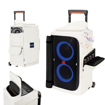 Speaker Case for JBL PartyBox 310/320, Protective Storage Bag, White | Speaker Cover with Bottomless Design, Accessory Pockets, Padded Lining, Dust & Scratch Resistant for Outdoor Travel, Bag Only