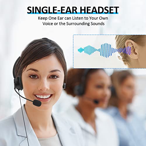 AGPTEK® Call Center Noise Cancelling USB Corded Mono Headset | Hands-Free Headset for PC Call Center, with Noise-Cancelling Mic, with Microphone, USB Plug & Volume Control