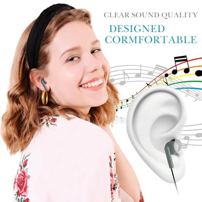 Kanayu 100 Pack Wired Earbuds Bulk for Classroom, 3.5MM No Mic,Gray | Student Headphones for School Library Laptop, Individually Bagged Earphones with Jack for Training and Group Learning - color: Gray