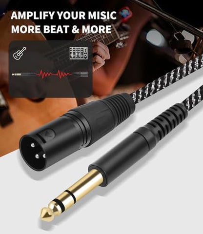2Pack 1/4 Inch TRS to XLR Male Balanced Microphone Cable ,6.6FT,Braid | 1/4 to XLR Cable 6.35mm TRS Cable XLR Audio Cable TRS to XLR Male Female Audio Microphone Mixer Amplifier Studio Monitor - color: 6FT, size: XLR Male to 6.35