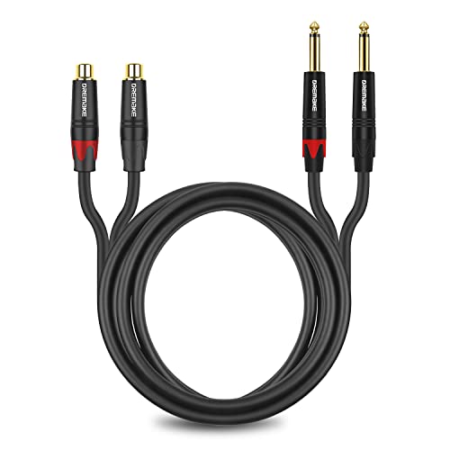 2 x 6.35mm to 2 x RCA Audio Extension Cable 10FT, Dual 1/4 Inch(6.35mm) TS Male to Dual RCA Female Adapter Cord, 2 x TS 1/4'' to 2RCA Stereo Interconnect Cable for AV Receiver Amplifier - 3M - size: 10FT/3.0M