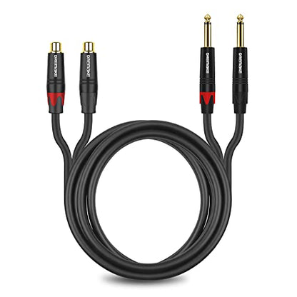 2 x 6.35mm to 2 x RCA Audio Extension Cable 10FT, Dual 1/4 Inch(6.35mm) TS Male to Dual RCA Female Adapter Cord, 2 x TS 1/4'' to 2RCA Stereo Interconnect Cable for AV Receiver Amplifier - 3M - size: 10FT/3.0M