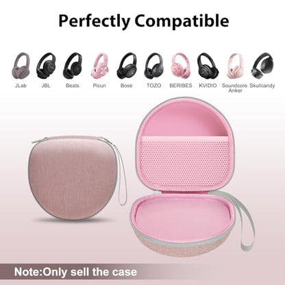 Headphone Case for JLab/Beats/TOZO/JBL/BERIBES/Picun Etc Headphones, Pink | for JLab JBuds Lux ANC/Go Lux ANC, Beats Studio Pro/Solo 4 3,TOZO HT3,KVIDIO Etc Headphone, Hard Shell Case for Travel Home - color: Pink