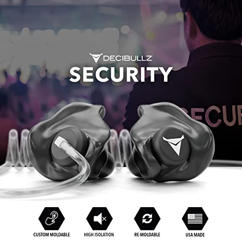 Decibullz Custom Molded Security Radio Surveillance Earpiece Set, Thermo-Fit Designed for Clear Acoustic Tube Radios, Isolation - style: Isolation Earpieces