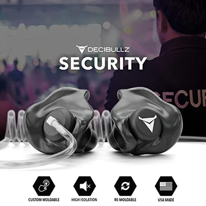 Decibullz Custom Molded Security Radio Surveillance Earpiece Set, Thermo-Fit Designed for Clear Acoustic Tube Radios, Isolation - style: Isolation Earpieces