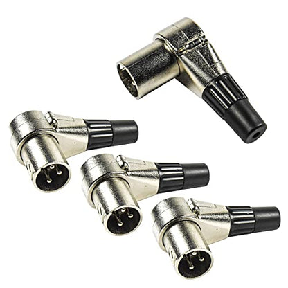HQRP 4-Pack 3-Pin XLR Adjustable Right Angle Male Connector with 7 Different Position, Compatible with Pro Audio DJ Band XLR Plug Jack Right Angle 3 Pin Mic Microphone Speaker Audio Cable Connector - style: Male