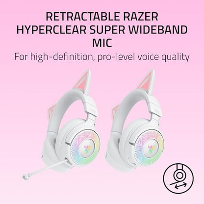 Razer Kraken Kitty V3 Pro Wireless RGB Gaming Headset, White - color: Mercury White