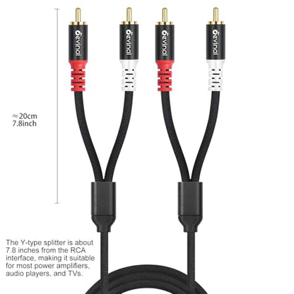 10FT RCA Cables, 2RCA to 2RCA Audio Cable, Male Stereo RCA Cord Shielded Braided for Home Theater, HDTV, Amplifiers, Hi-Fi Systems, Car Audio, Speakers - size: 3 Meters/ 10 FT