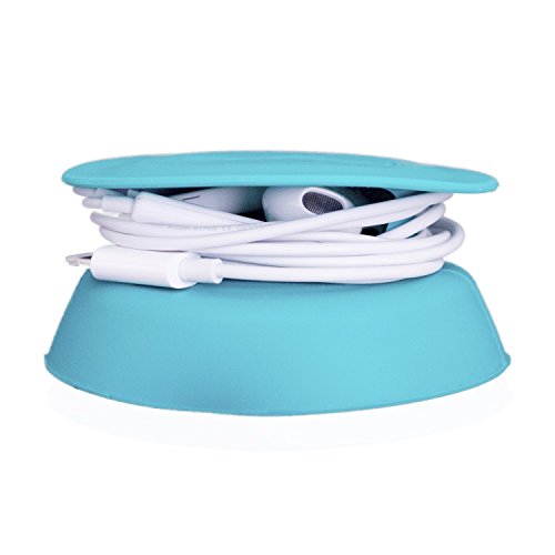 Budley - Tangle-Free Earphone/Earbud Case, Compact Storage System, Silicone (Teal, Set of 1) - color: Teal