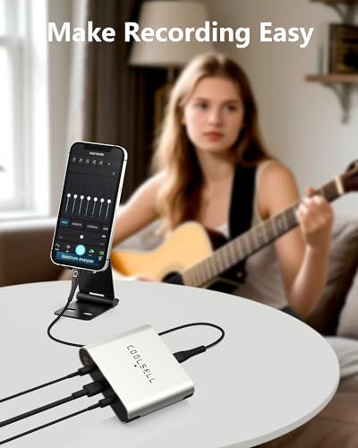 Portable Audio Interface 24bit/192kHz, Dual Gain Knob, USB C Interface | 24bit/192kHz sampling rate, Hi-Fi audio quality, Dual gain dial, Compatible with mixer/sound card for podcaster and creator - color: Silver