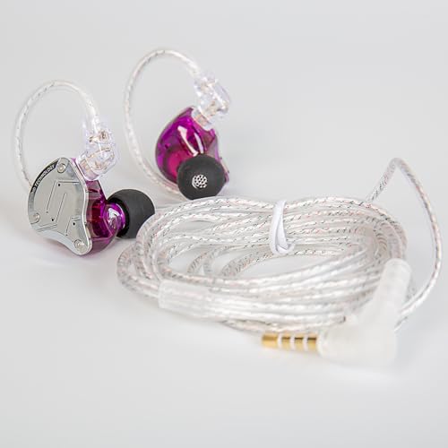KZ ZS10 PRO in Ear Monitor Headphones, 4BA+1DD 5 Hybrid Driver Gaming Earbuds Wired Earphones, HiFi Clarity Sound Immersive Bass IEMs for Gaming Musicians Singers Audiophile (Purple with Microphone) - color: Purple, style: with mic