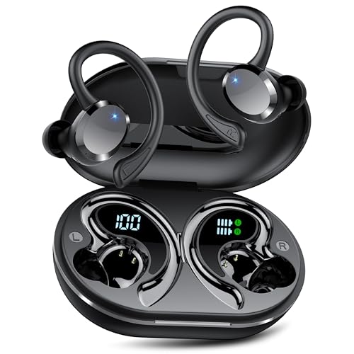 Wireless Earbuds, 2026 Bluetooth 5.4 Headphones HiFi Stereo, Bluetooth Earbuds with ENC Noise Cancelling Mic, IP7 Waterproof in Ear Earphones, 68H Dual LED Display Ear buds for Workout Sports - color: Matte black
