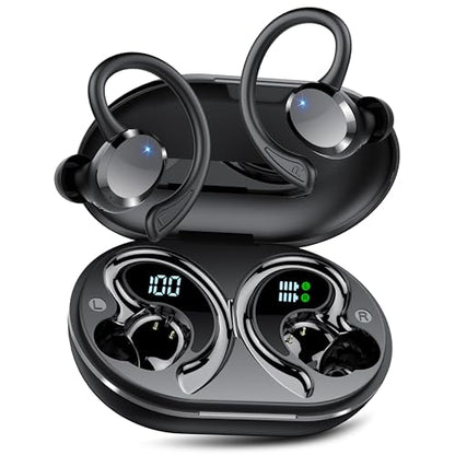 Wireless Earbuds, 2026 Bluetooth 5.4 Headphones HiFi Stereo, Bluetooth Earbuds with ENC Noise Cancelling Mic, IP7 Waterproof in Ear Earphones, 68H Dual LED Display Ear buds for Workout Sports - color: Matte black