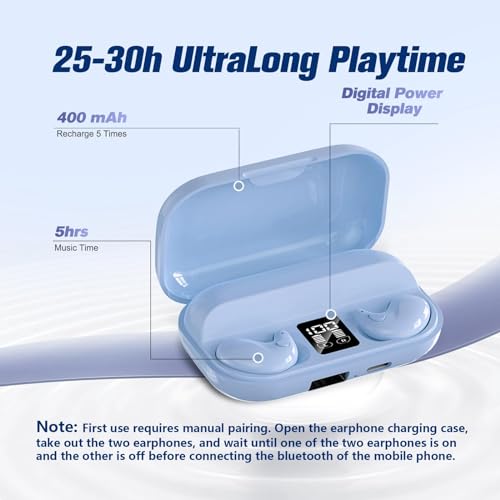 Xmenha Sleep Hidden Wireless Bluetooth Invisible Earbuds for Sleeping Tiny Earbuds for Side Sleepers - color: Blue