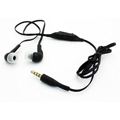 LG G6 Compatible Sound Isolating Hands-Free Headset Earphones Earbuds Mic Dual Headphones Stereo Flat Wired 3.5mm [Black]