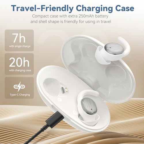 Sleepals Mini - Noise Reduction Sleep Earbuds with Sleep, Game, and Music Modes, Long 7-Hour Playtime, Wireless Bluetooth Streaming, Soft Snug Fit for Side Sleepers (White)