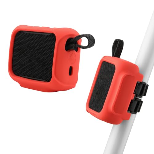 Silicone Case Cover for JBL Go 5 Portable Speaker(Red) | Travel Carrying Protective Pouch with Attach Straps for Bike Golf Cart Scooter - color: Red