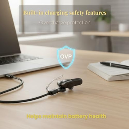 Micool Bluetooth Earpiece for Office Work V6.0 with AI Noise Cancelling, 38 Hours Wireless Headset for Business Professionals, Dual Device Pairing, Handsfree Single Ear Headphone for Calls (Silver)
