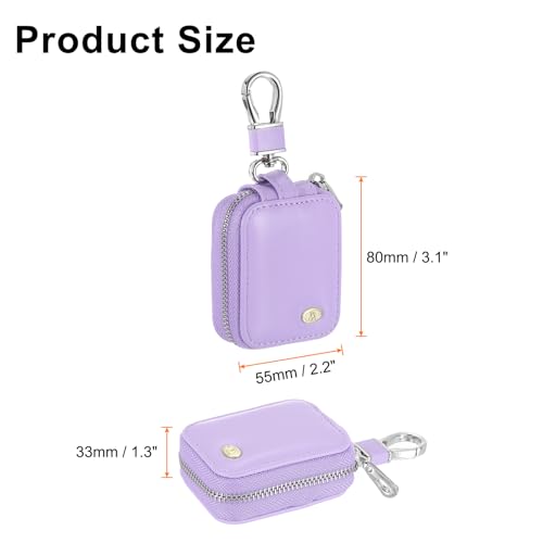 HARFINGTON Earbuds Cases, Earphone Case Holder, PU Leather Ear Buds Case Zipper Organizer Small with Mesh Pocket for USB Cable, Wireless Wired Earphones, Purple - color: Purple
