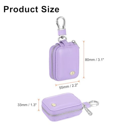 HARFINGTON Earbuds Cases, Earphone Case Holder, PU Leather Ear Buds Case Zipper Organizer Small with Mesh Pocket for USB Cable, Wireless Wired Earphones, Purple - color: Purple