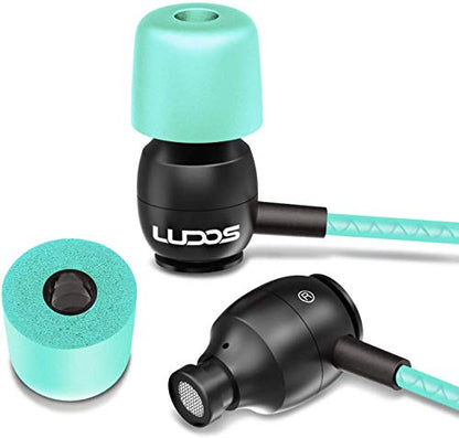 LUDOS Clamor Wired Earbuds in-Ear Headphones, 5 Years Warranty, Earphones with Mic, Noise Isolating Ear Buds, Memory Foam for iPhone, Samsung, School Students, Kids, Women, Small Ears - Turquoise - color: Turquoise, style: 3.5 mm
