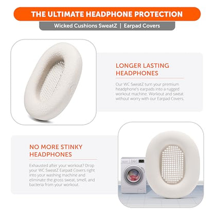 WC SweatZ XM5 - Patented Earpad Sweat Covers for Sony WH1000XM5 by Wicked Cushions | Full 360 Earpad Protection | Sweatproof & Easily Washable | Silver - color: Silver