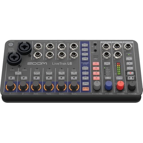 Zoom LiveTrak L6 Digital Mixer/Recorder Battery Powered Bundle with Polsen HPC-A30 Closed-Back Studio Monitor Headphones, XLR- XLR Cable, Varta High-Energy 1.5V AA LR6 Alkaline Battery (4-Pack)