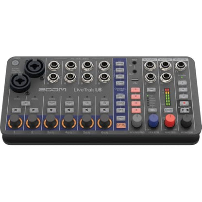 Zoom LiveTrak L6 Digital Mixer/Recorder Battery Powered Bundle with Polsen HPC-A30 Closed-Back Studio Monitor Headphones, XLR- XLR Cable, Varta High-Energy 1.5V AA LR6 Alkaline Battery (4-Pack)