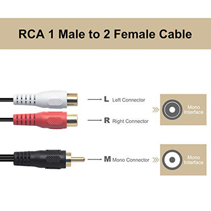 VCE RCA to 1/4" Audio Adapter Bundle with RCA Y Splitter
