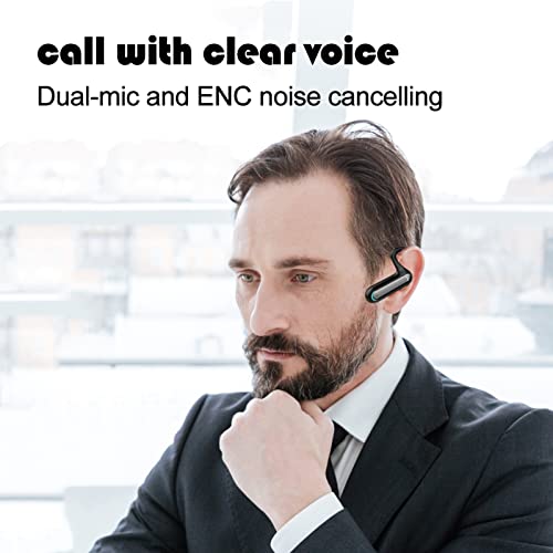 Open Ear Headphones Bluetooth Earpiece 5.2 with Dual Microphone Noice Cancelling Trucker Bluetooth Headset Wireless Single Ear Phone Ear Piece for Cell Phone Office Business Driver No In-ear Earphones