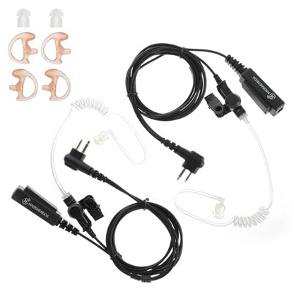 Earpiece for Motorola Walkie Talkie and Radio with PTT/Mic, Compatible for CP200D CP100D R2 CP200 CP185 BPR40 CLS1410 CLS1110 RMU2040 RMU2080D, 2 Pin Acoustic Tube Surveillance Headset (2-Pack)