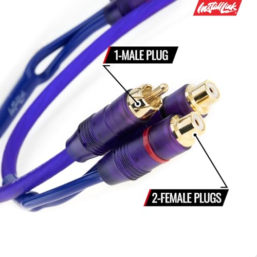 Install Link RCA Y Adapter Cable, 1-Male to 2-Female Splitter, 2-Pack (OFC) | Pure OFC Copper, 1ft, Feeds One Stereo Signal to Two Components, for Subwoofer, Home Theater, Car Audio Amplifier, Studio - color: Frosted Purple, size: 1-Male to 2-Female