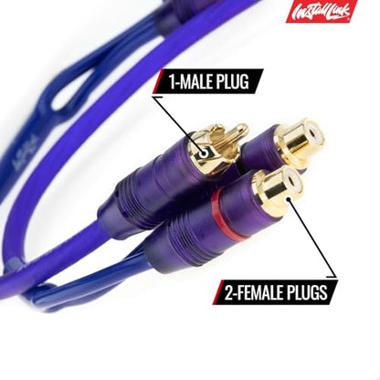 Install Link RCA Y Adapter Cable, 1-Male to 2-Female Splitter, 2-Pack (OFC) | Pure OFC Copper, 1ft, Feeds One Stereo Signal to Two Components, for Subwoofer, Home Theater, Car Audio Amplifier, Studio - color: Frosted Purple, size: 1-Male to 2-Female