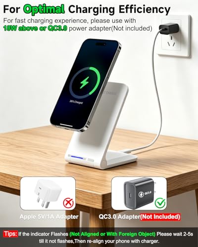 Wireless Charger Stand, Foldable, 15W Fast Wireless Charging Station Compatible with iPhone 17 16 15 14 13 12 Pro Max, Phone Charger Dock for Samsung Galaxy S26 S26+ S25 S24 S23 S22 Note 20 & Android - color: White