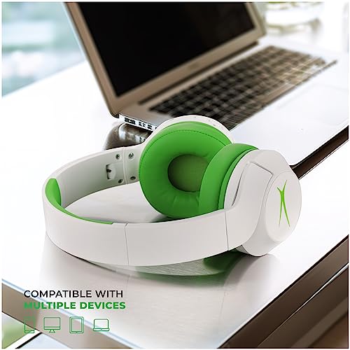 Altec Lansing Kid Safe Noise Cancelling Wireless Headphones 15H Battery, 85dB Volume Limit, Foldable Design Powerful Sound, Active Noise Cancellation Perfect for Kids Ages 7+ - color: Whiteout Funky Green
