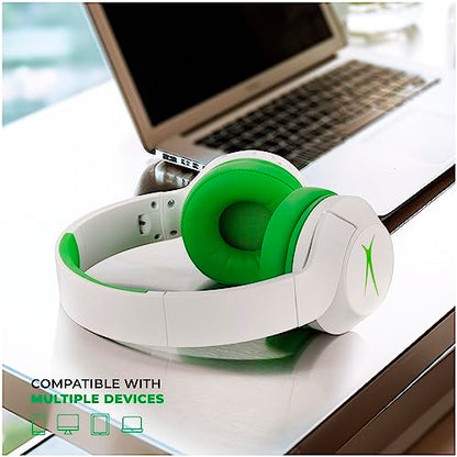 Altec Lansing Kid Safe Noise Cancelling Wireless Headphones 15H Battery, 85dB Volume Limit, Foldable Design Powerful Sound, Active Noise Cancellation Perfect for Kids Ages 7+ - color: Whiteout Funky Green