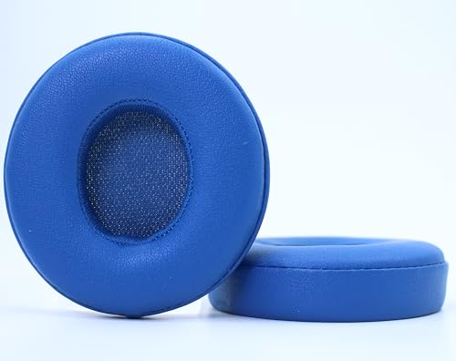 Headphone Replacement Ear Pad Cover Compatible with Beats by Dre Solo3 Solo2 Wired Wireless Headphones Protein Leather Memory Foam Headphone Cushion Ear Muffs-Blue - color: blue