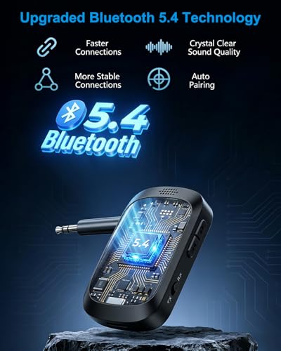 Bluetooth 5.4 Transmitter Receiver, 2-in-1 Car AUX Adapter | Wireless Bluetooth Adapter for Car with Hands-Free Calls, 3.5mm AUX Audio Adapter for TV/Car/Airplane /Home Stereo