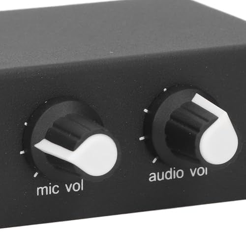 Stereo Sound Preamplifier, Microphone Headphone Amp with 3 Output Ports and Independent Volume Control, for Condenser Dynamic Mics Instruments Speakers