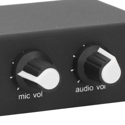 Stereo Sound Preamplifier, Microphone Headphone Amp with 3 Output Ports and Independent Volume Control, for Condenser Dynamic Mics Instruments Speakers