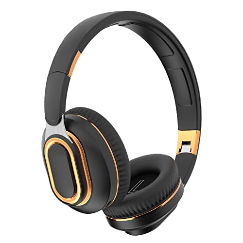 H7 Foldable Over-the-Ear Wireless Bluetooth Headphones, Black | 30H Playingtime,HiFi surround sound and 1.5m Audio Cable,Soft Lightweight Headset With Mic,for Android and iOS,Gift,Study - color: Black